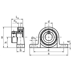 Kugel-Stehlager SSUP, leichte Reihe, mit Exzenterring, Edelstahl, Technische Zeichnung