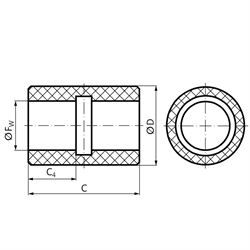 Lineargleitlager PO-1 aus Kunststoff, ISO-Reihe 1, Premium, geschlossen, Technische Zeichnung