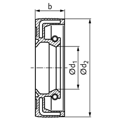 SKF Radial-Wellendichtring Form AS mit Dichtlippe und Staublippe 17 x 30 x 7mm, Technische Zeichnung