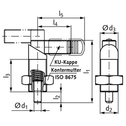 Rastriegel 612 Form BK-N M12 x 1,5 Ø5mm , Technische Zeichnung