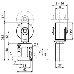 Riemenspanner SPANN-BOX® Größe 0 , Technische Zeichnung