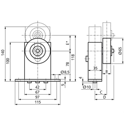 Riemenspanner SPANN-BOX® Größe 1 SR-L , Technische Zeichnung