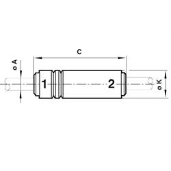 Rückschlagventil Rohr-Außendurchmesser 6mm , Technische Zeichnung