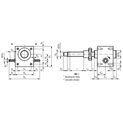 Spindelhubgetriebe NPK Baugröße 2 Ausführung C Basishubgetriebe ohne Spindel für Spindel KGT 20x5 (Betriebsanleitung im Internet unter www.maedler.de im Bereich Downloads), Technische Zeichnung