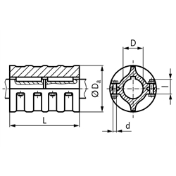 Schalenkupplung DIN 115 beidseitig Bohrung 60mm mit Nut Mat. Grauguss , Technische Zeichnung