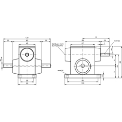 Schneckengetriebe G/II Ausführung B Achsabstand 33mm Übersetzung 11,33 (Betriebsanleitung im Internet unter www.maedler.de im Bereich Downloads), Technische Zeichnung