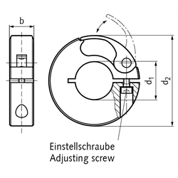 Schnellspann-Klemmring Aluminium schwarz eloxiert Bohrung 16mm, Technische Zeichnung