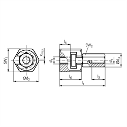 Schnellsteck-Kupplungen AKM, mit Radial-Versatzausgleich , Technische Zeichnung