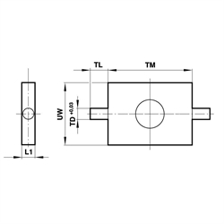 Schwenkzapfenbefestigung für Zylinderdurchmesser 12/16mm , Technische Zeichnung