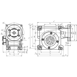 Servo-Schneckengetriebe ZM/S Größe 63 i=4:1 Abtriebswelle mit Schrumpfscheibe an Seite 5, Technische Zeichnung