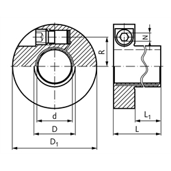 Spannbuchsen E, Bohrung 15 bis 50mm, Technische Zeichnung