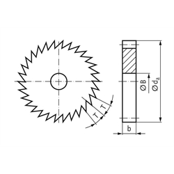 Sperr-Rad Teilung 3,14mm 40 Zähne Außendurchmesser 40mm , Technische Zeichnung