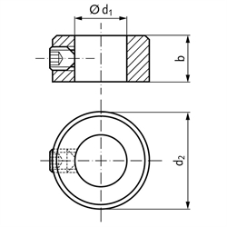 Stellringe DIN 705 A mit Innensechskantschraube, Edelstahl, Technische Zeichnung